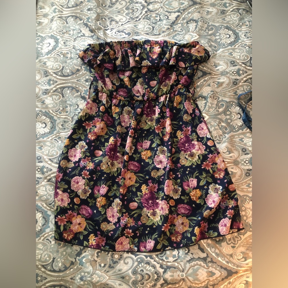 Strapless floral dress
